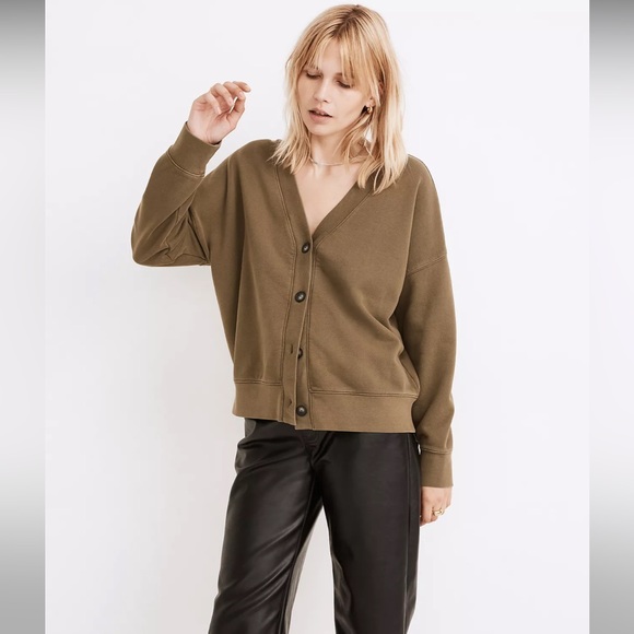 Madewell Sweaters - NWT Madewell (Re)sourced Cotton Cardigan Sweatshirt in Olive Green Size L